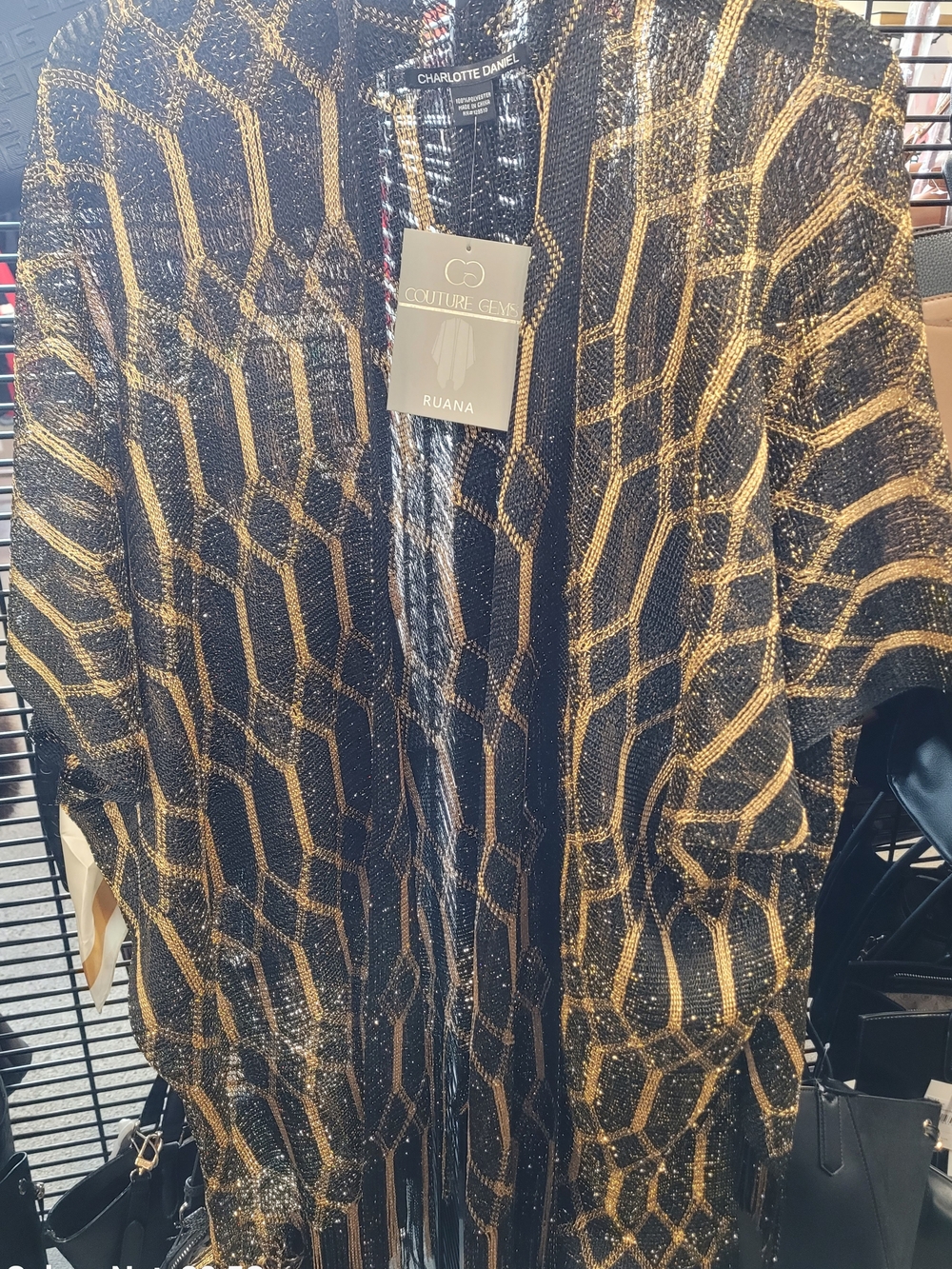 Black & Gold Metallic Ruana